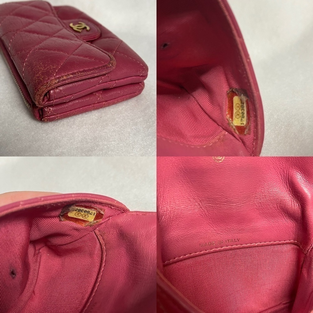 CHANEL Pink Flap Lambskin Leather Snap Card Holder Double Pocket Zip GHW - Picture 14 of 16